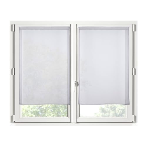 STOF - 1 Paar Scheibengardinen – Größe 60 x 120 cm – 100% Polyester – Farbe Grau – Modell Monna – Verglasung – Privatsphäre und Transparenz – Uni von Stof