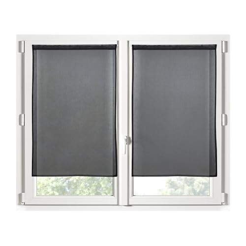 STOF - 1 Paar Scheibengardinen – Größe 60 x 160 cm – 100% Polyester – Farbe Schwarz – Modell Monna – Verglasung – Privatsphäre und Transparenz – Uni STOF - 1 Paar Scheibengardinen – Größe 60 x 160 cm – 100% Polyester – Farbe Schwarz – Modell Monna – Verglasung – Privatsphäre und Transparenz – Uni von Stof