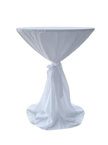 Stoff-Kollektion Stehtisch Hussen Polyester mit Schlaufe Weiß 80cm ø Party, Hochzeit, Bankett (Weiß) von Stoff-Kollektion