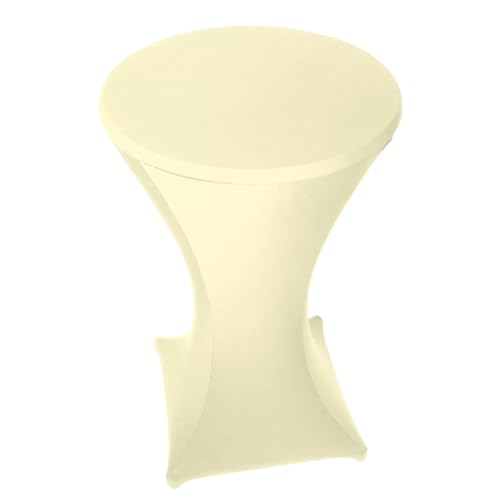 Stoff-Kollektion - Stretch Stehtischhusse aus Polyester & Stretch – Bügelfrei & Waschbar bis 40°C – Gummierte Fußtasche & 70 cm Höhe – Tischhussen für Hochzeiten, Partys & Events - Creme von Stoff-Kollektion