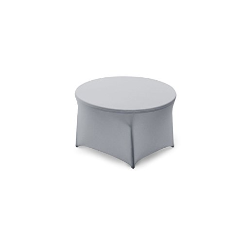 Tischdecke Tischüberzug Tischhusse 180cm Durchmesser 6ft. Stretch Dehnbar(Silbergrau, 1 Stück) von Stoff-Kollektion