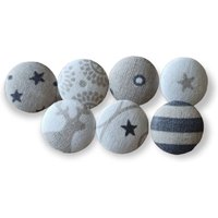 7 Reißzwecken Pins Mit Stoffknöpfe Ecru Mix von StoffAtelierDesign