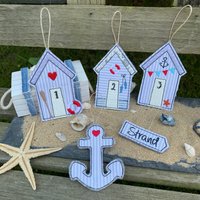 Maritim Set 5 Tlg, Strandhäuser Mit Anker Und Strandschild von StoffKammer