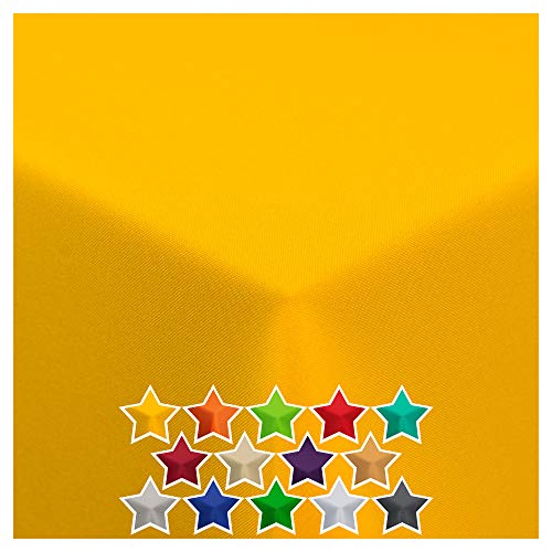 StoffTex Tischdecke I Tischläufer I Tischtuch I Tischwäsche I Dauerhaft Kratzfest I Tischdekoration aus Polyester für Wohnzimmer, Esszimmer, Balkon, Garten (Gelb, 140 x 140 cm) von StoffTex