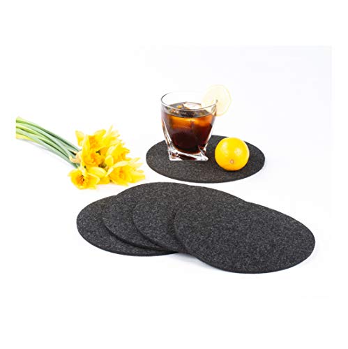Stofftex Untersetzer aus Filz 5mm Glas Getränke Gläser Tisch Tassen Flaschen Bar Blumen (20cm rund (4er Pack), Dunkelgrau) von StoffTex