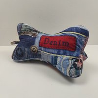 Lesekissen Leseknochen Denim Jeansoptik - Blau & Rot Patchwork Ostern Weihnachten von StoffeAktuell