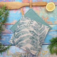 Topflappen 2Er Set"Farne", Modern, Küche, Kochen, Backen, Grillen, Topflappen Grün, Topflappen Genäht, Küchenhelfer, Einweihungsgeschenk, Waschbar von StoffherzleShop