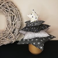Weihnachtsbaum Dekobaum Schwarz/Grau Aus Stoff Genäht Im Blumentopf Stoffsterne von Stoffice