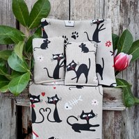 Katzenbande | Geschenkset/starterset Küchentücher Waschbar Nachhaltig Baumwolle Zero Waste Keinplastik Vegan Katzen Für Katzenliebhaber von Stoffine