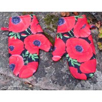 Ofenhandschuhe Topfhandschuhe Grillhandschuhe Mohn 2Er Set von StoffladenMartina