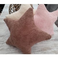 sternenkissen Aus Teddyplüsch Ecrue , Rosa Oder Taupe von Stoffparadies1
