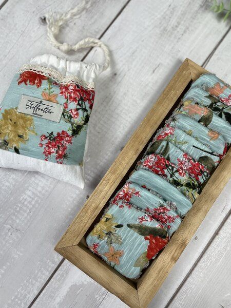 Stoffretter Waschbare Reinigungspads / Abschminkpads - 10 Stück mit Beutel, Upcycling von Stoffretter