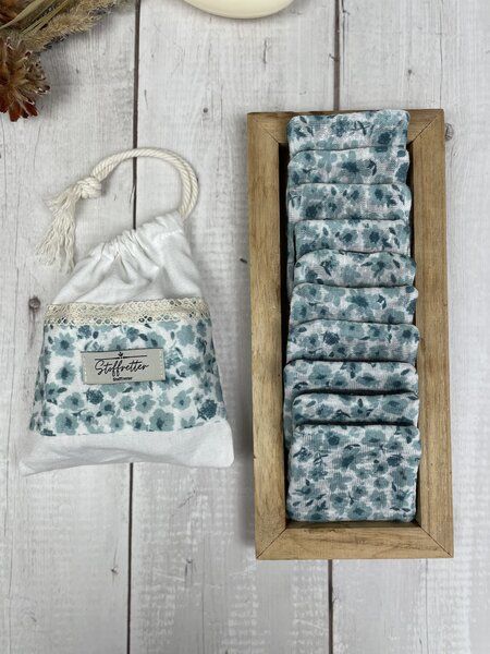 Stoffretter Waschbare Reinigungspads / Abschminkpads - 10 Stück mit Beutel, Upcycling von Stoffretter