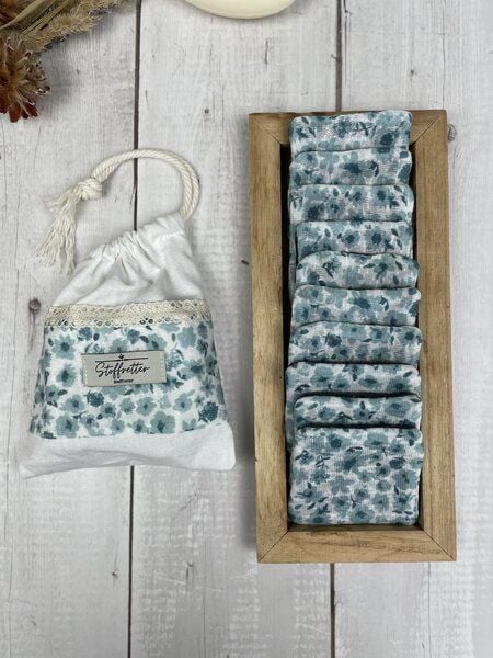 Stoffretter Waschbare Reinigungspads / Abschminkpads - 10 Stück mit Beutel, Upcycling von Stoffretter