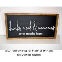 Getränke Mahlzeiten Erinnerungen Schild 3D Küche Wand Dekor von StokesDesignShop