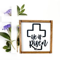 He Is Risen Sign 3D Holzkreuz, Bauernhaus Osterdeko von StokesDesignShop