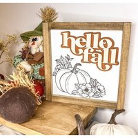 Hallo Herbst Zeichen | Regal 3D 3D Dekor Geschichtetes Herbstschild Layered |Bauernhaus von StokesDesignShop