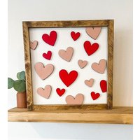 Herzen Valentinstag Holzschild| Schild Gerahmt| Valentinstagsherzen Party Deko| 3D Zeichen| Bauernhaus Deko Sgn| Dekor von StokesDesignShop