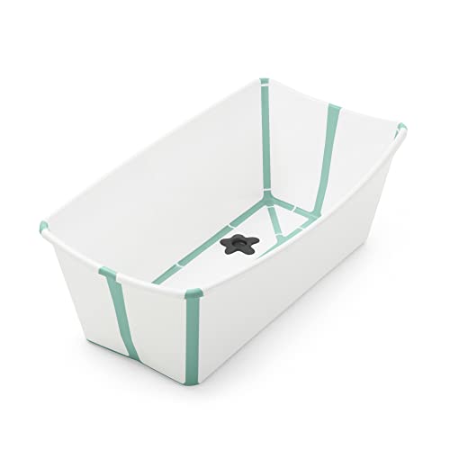 Stokke Flexi Bath, White Aqua – Faltbare Babybadewanne – Leichte Konstruktion, robust & einfach zu verstauen - Bequem für zuhause oder auf Reisen – Ideal für Neugeborene und Babys von Stokke