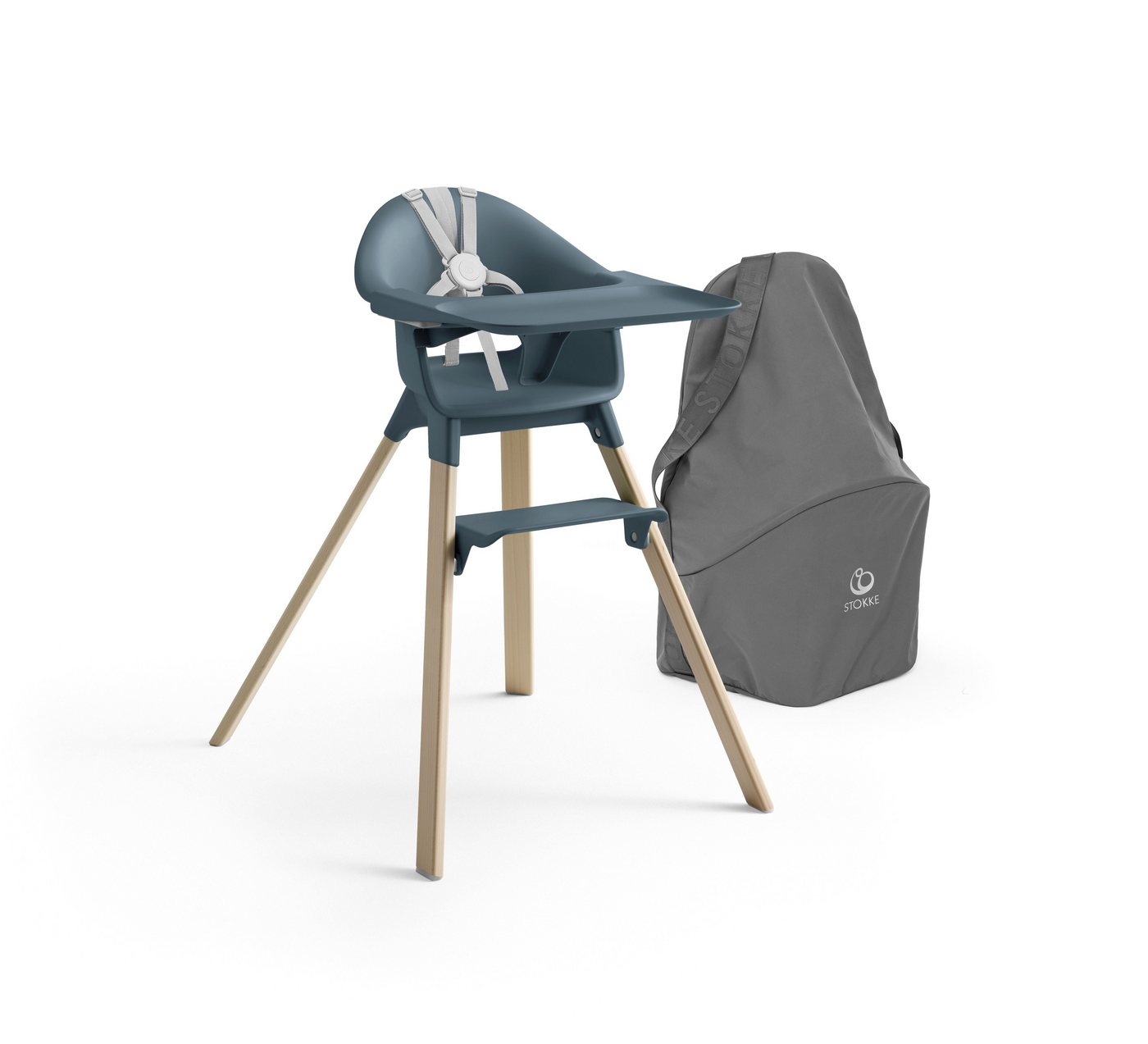 Stokke Hochstuhl Clikk™ Bundle bestehend aus Clikk Hochstuhl mit Travel Bag, Für kinderleichte Mahlzeiten ab 6 Monate von Stokke