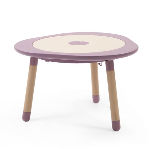 Stokke MuTable, Mauve – Multifunktionaler Kinderspieltisch – Höhenverstellbare Beine – Inklusive Vier doppelseitiger Spielscheiben, einem Puzzle und Einer Tischscheibe aus Naturholz von Stokke
