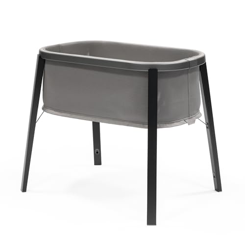 Stokke Snoozi Stubenbett, Graphite Grey - Wächst mit Babys von der Geburt bis zum 9. Monat - Tragbar, leichtes Design - Mit fester Matratze von Stokke