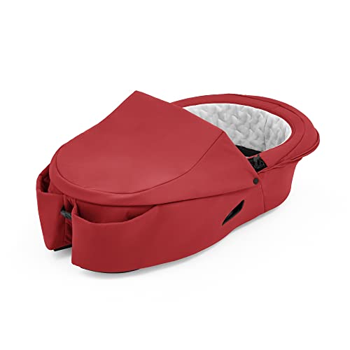 Stokke Xplory X Babyschale, Ruby Red – Abnehmbare Babywanne für Xplory X Kinderwagen – Innen gepolstert & atmungsaktive Matratze – mit Vabnehmbarem Windschutz & 2 praktischen Taschen von Stokke