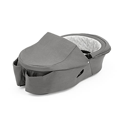 Stokke Xplory X Babyschale, Modern Grey – Abnehmbare Babywanne für Xplory X Kinderwagen – Innen gepolstert & atmungsaktive Matratze – mit Vabnehmbarem Windschutz & 2 praktischen Taschen von Stokke