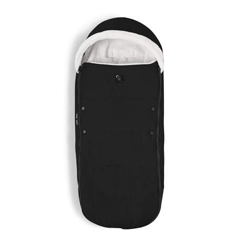 Stokke YOYO Fußsack, Schwarz - Sherpa-Futter, Fleece-Kapuze mit Kordelzug, doppelte Wattierung - Maschinenwaschbar bei 30°C - Inklusive Kleiner Tasche von Stokke