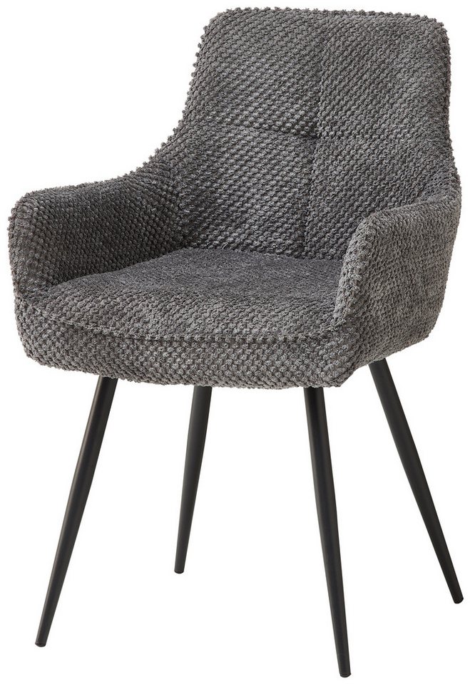 Stolkom Sp.z.o.o. 4-Fußstuhl (2er Set) Armlehnen, Federkern, grau, schwarz - 55x88x46 (BxHxT) (2er Set) von Stolkom Sp.z.o.o.