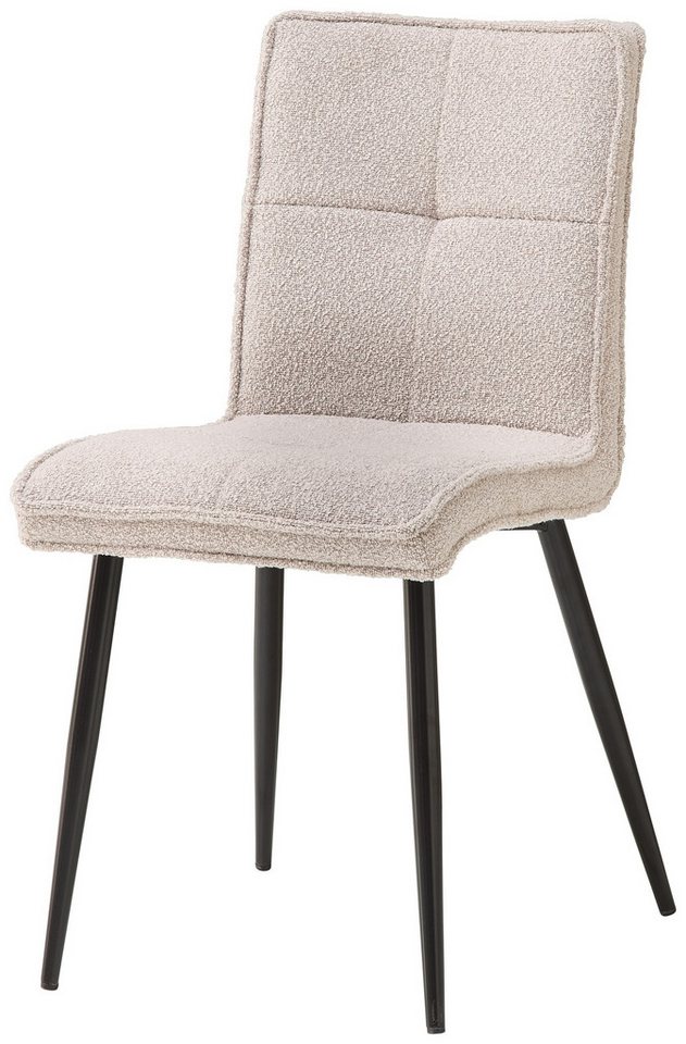 Stolkom Sp.z.o.o. 4-Fußstuhl (4er Set) Bouclestoffbezug hellgrau, schwarz - 60x85x44 (BxHxT) (4er Set) von Stolkom Sp.z.o.o.