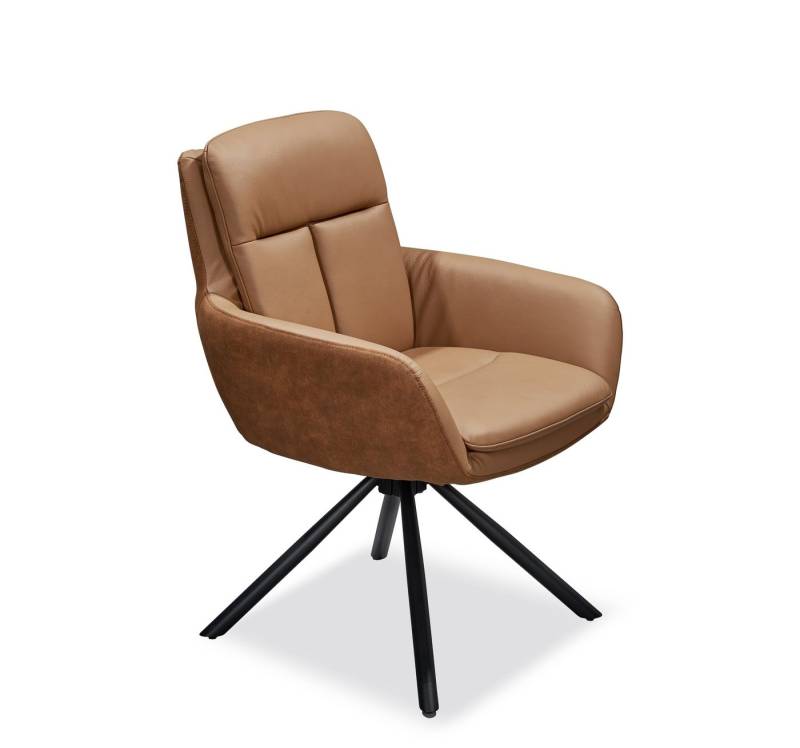 Stolkom Sp.z.o.o. Armlehnstuhl (2er Set) Echtleder-Sitz + Mikrofaser, braun - 63x90x65 (BxHxT) (2er Set) von Stolkom Sp.z.o.o.