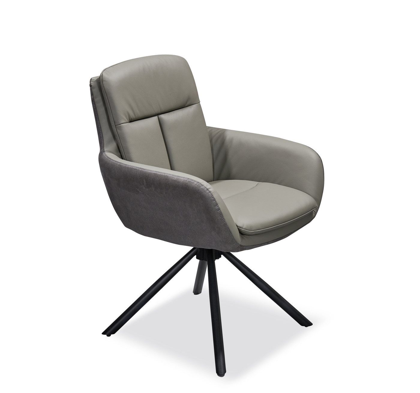 Stolkom Sp.z.o.o. Armlehnstuhl (2er Set) drehbar, Echtleder-Sitz + Mikrofaser grau - 63x90x65 (BxHxT) (2er Set) von Stolkom Sp.z.o.o.