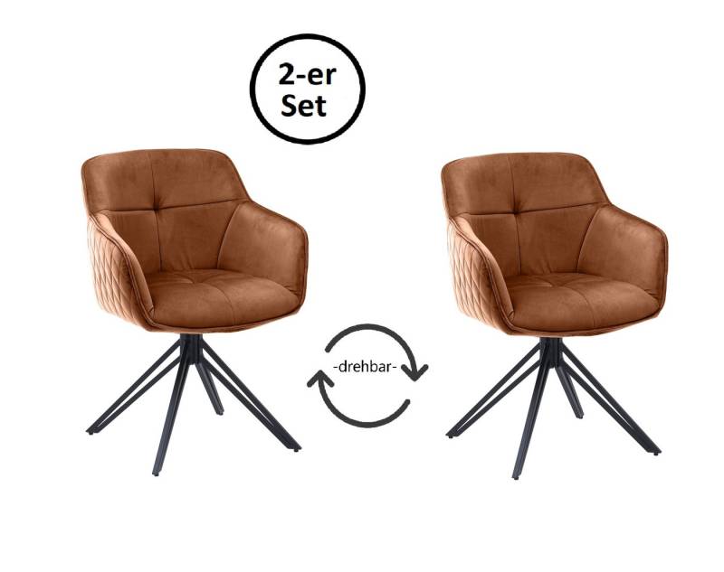 Stolkom Sp.z.o.o. Armlehnstuhl (2er Set) in rost, Samtbezug - 59x82x62cm (BxHxT) (2er Set) von Stolkom Sp.z.o.o.