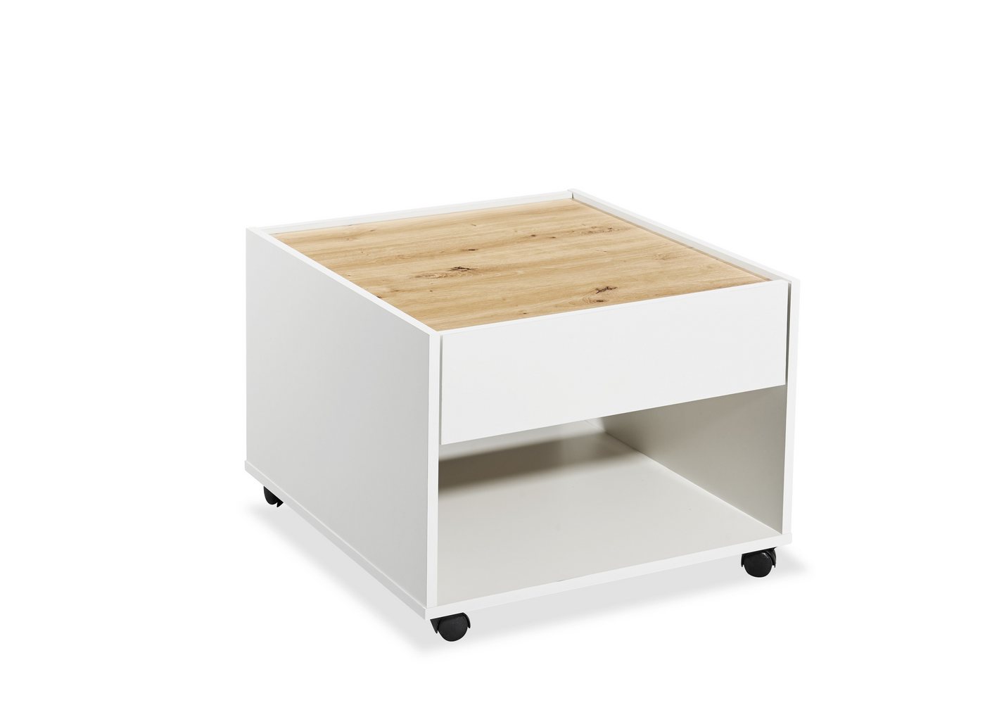 Stolkom Sp.z.o.o. Beistelltisch 4 Rollen, Schublade, Artisan Eiche Dekor, weiß - 60x45x60cm (BxHxT) von Stolkom Sp.z.o.o.