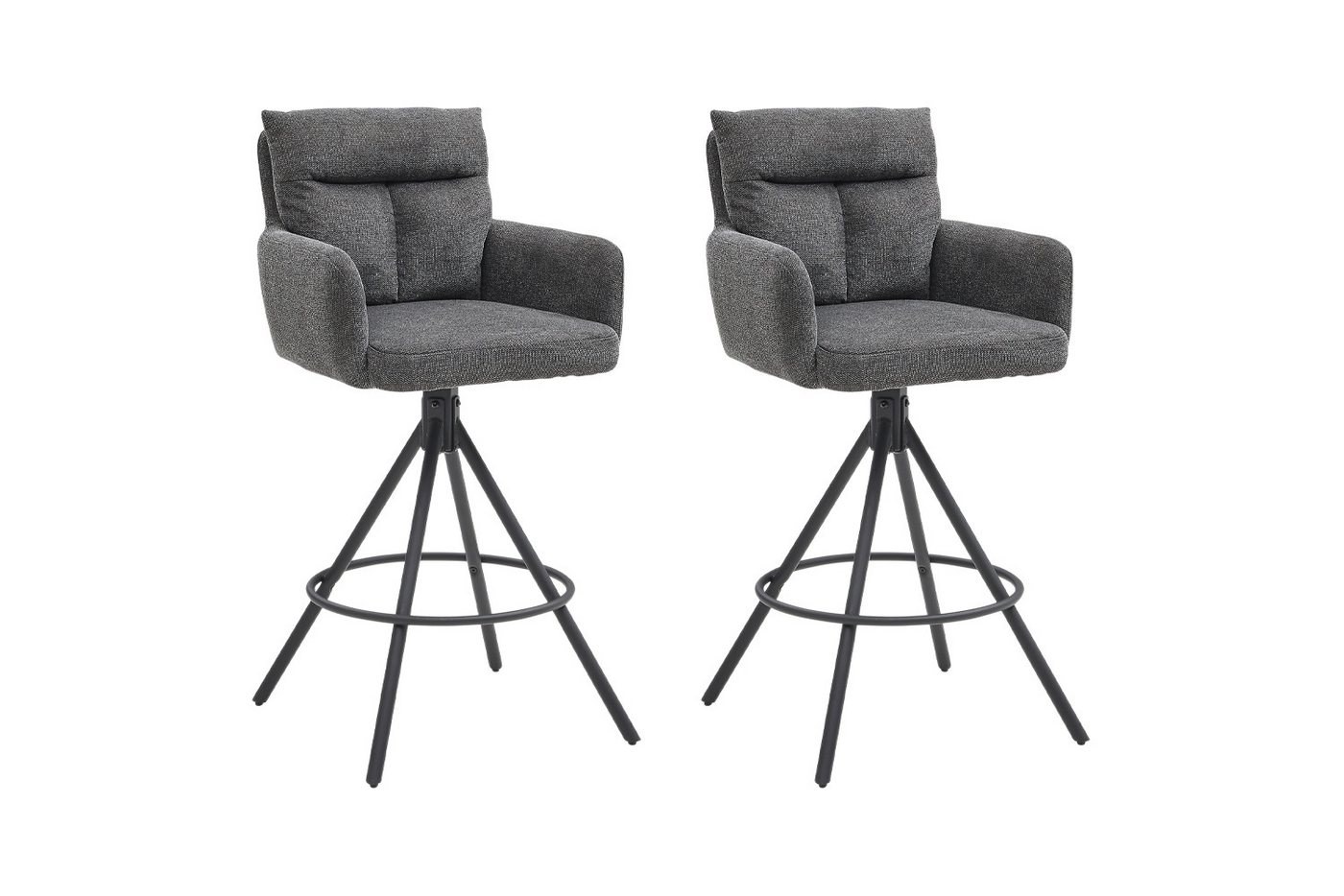 Stolkom Sp.z.o.o. Bistrostuhl Barhocker SOFIA, H 103 cm, Dunkelgrau, Webstoff, (2 St), 180 Grad drehbar mit Rückholfunktion von Stolkom Sp.z.o.o.