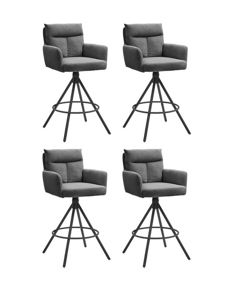 Stolkom Sp.z.o.o. Bistrostuhl Barhocker SOFIA, H 103 cm, Dunkelgrau, Webstoff, (4 St), 180 Grad drehbar mit Rückholfunktion von Stolkom Sp.z.o.o.