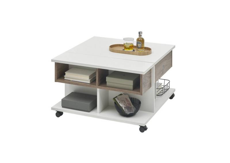 Stolkom Sp.z.o.o. Couchtisch höhenverstellbar, 4 Rollen, flagstaff, weiß - 75x44/67x75cm (BxHxT) von Stolkom Sp.z.o.o.