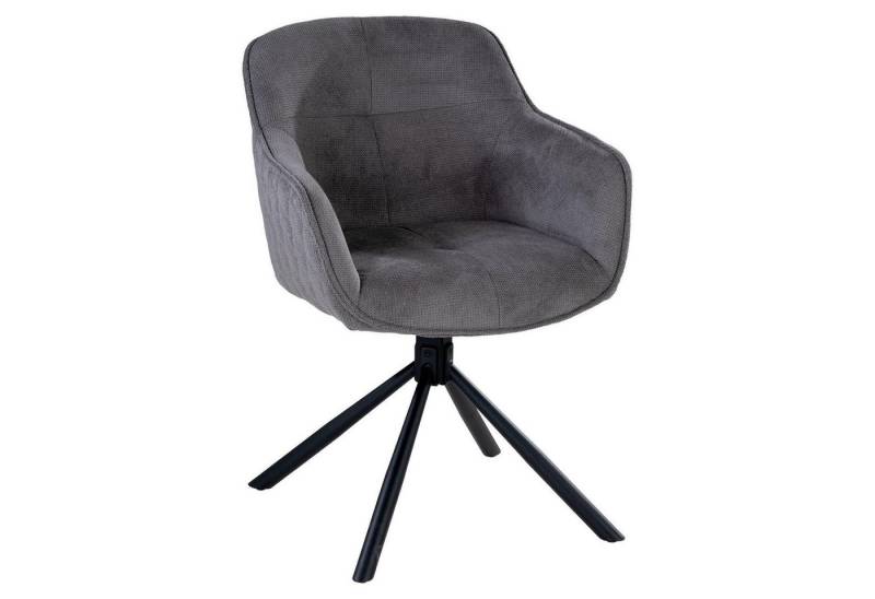 Stolkom Sp.z.o.o. Esszimmerstuhl EMMA-SOFIA, Grau, Schwarz, Webstoff, Metall, (1 St), 180 Grad drehbar mit Rückholfunktion, B 59 x H 82 x T 62 cm von Stolkom Sp.z.o.o.