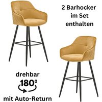 Stolkom Barhocker "Emma", (Set, 2 St.), Komfortsitzhöhe 73 cm, 180drehbar Auto Return funktion von Stolkom