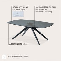 Stolkom Couchtisch "Elias Glastisch schwarz, Wohnzimmertisch BxHxT 110x44x70 cm", Sicherheitsglas Bruchsicher, Glasplatte Wasserwelle schwarz getönt von Stolkom