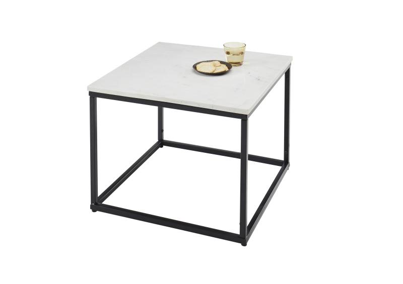 Stolkom Couchtisch SAMY ca. 60x60cm in Marmor weiß/Gestell schwarz von Stolkom