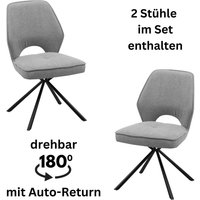 Stolkom Polsterstuhl "Nele", (Set), 2 St., Stoffbezug, 180 grad drehbar mit Auto-Return von Stolkom
