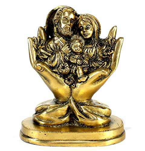 StonKraft - 14 cm Messing – Maria Josef und Jesus Christus – Jesus Familie in Händen – Idol Murti Statue Skulptur Figur von StonKraft