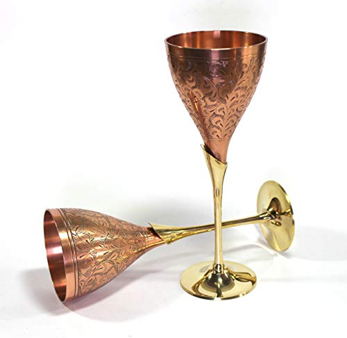 StonKraft Weinglas-Set mit Gravur, Messing, Champagnergläser, Coupes, Kupfer-Finish von StonKraft