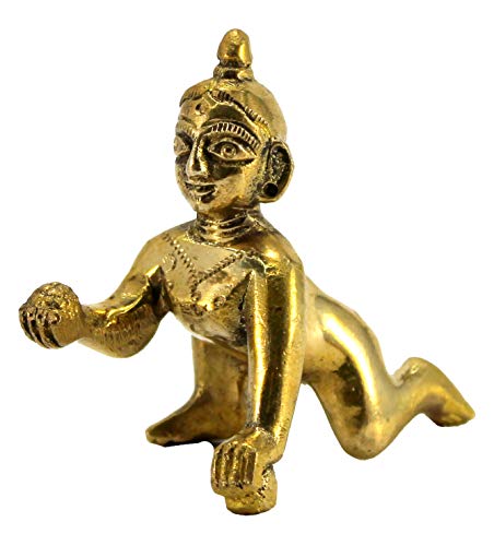 Stonkraft – 5,5 cm Messing Gopal Laddoo/Baby Krishna – Messing Laddu Gopal Kishan Baby Krishna Thakurji Murti Idol Statue Skulptur… von StonKraft
