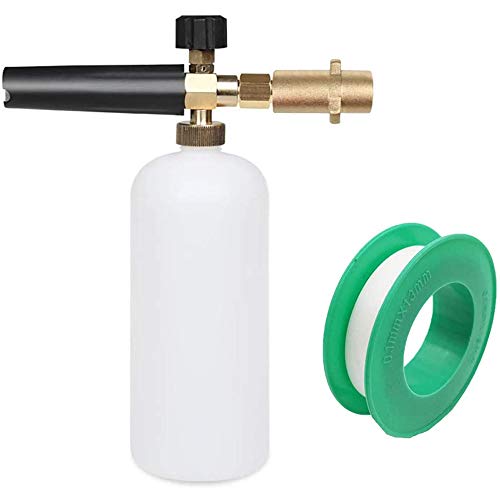 Einstellbare Schaumkanone 1L Schaumlanze Pistole Lanzendüse Seifenspender Messing Flasche kompatibel mit Karcher Hochdruckreiniger Kärcher K Serie K2/K3/K4/K5/K6/K7 (mit ptfe Klebeband) von Stone Banks