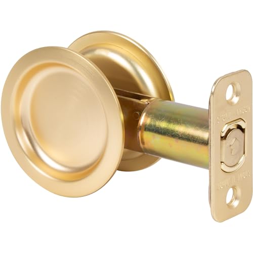 Stone Harbor Hardware Rundes Taschen-Türschloss, Durchgangsfunktion, Dornmaß 6,4 cm, satiniertes Messing von Stone Harbor Hardware