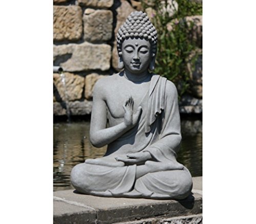 Figur Buddha sitzend mt Handgeste - für Haus und Garten - Höhe 73 cm - dunkelgrau von Stone-Lite