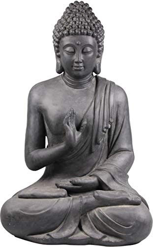 Figur Buddha sitzend mt Handgeste - für Haus und Garten - Höhe 73 cm - schwarz von Stone-Lite